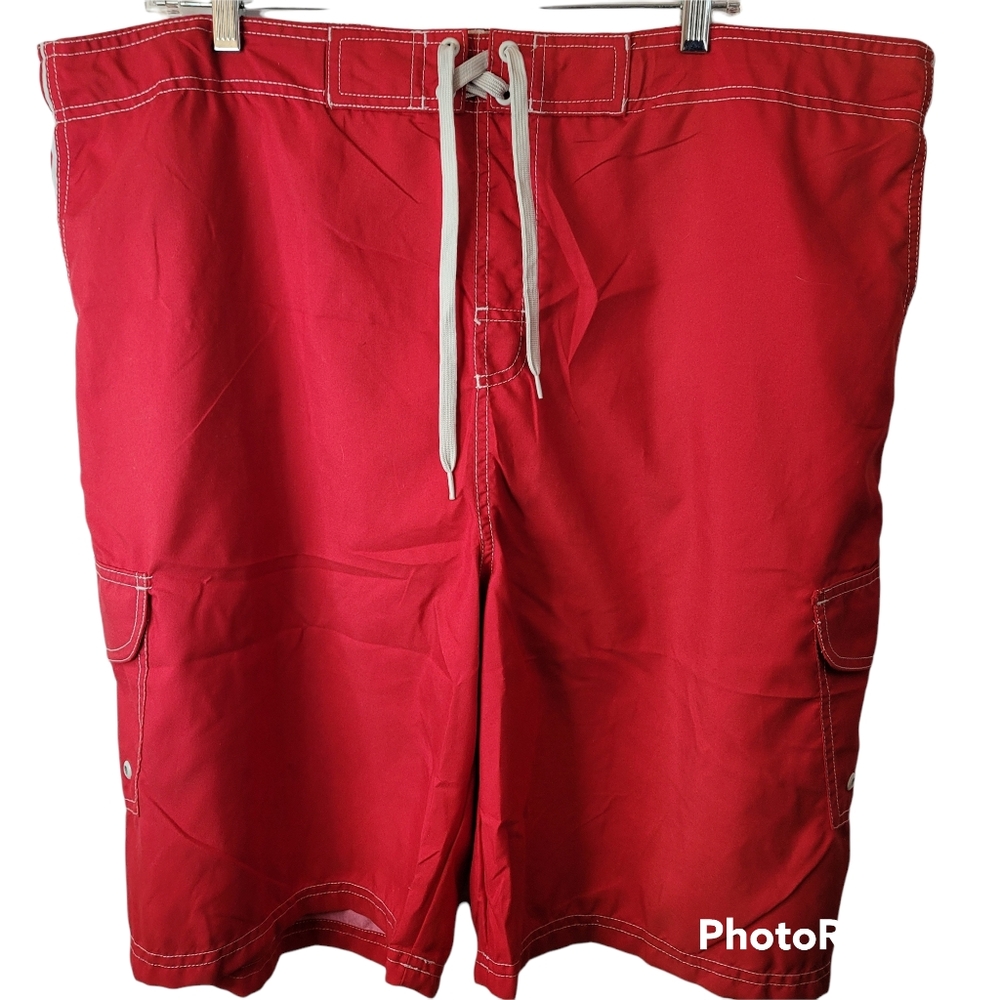 Revolution Mens‎ Red Cargo Board Short Trunks Net Lining Elastic Waist XL